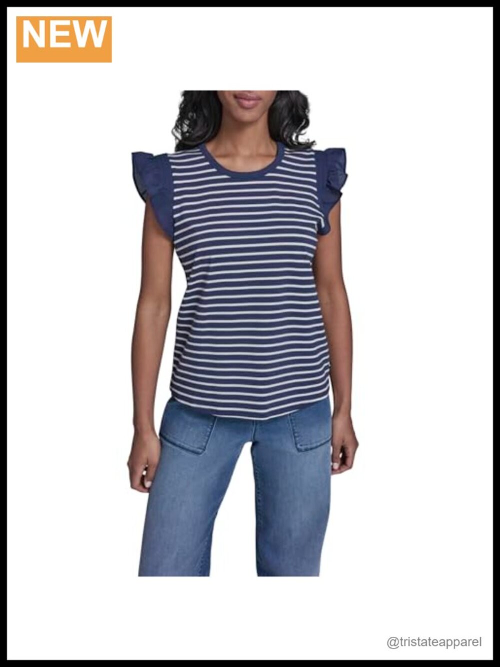 Karl Lagerfeld Nautical Ruffle Sleeve Striped Blouse